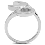 TK3097 - High polished (no plating) Stainless Steel Ring with AAA Grade CZ  in Clear - Alamode
