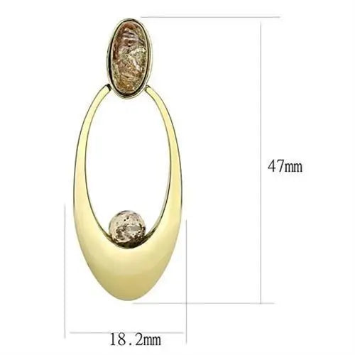 TK3101 - IP Gold(Ion Plating) Stainless Steel Earrings with Semi-Precious Oligoclase in Multi Color - Alamode - Flyclothing LLC