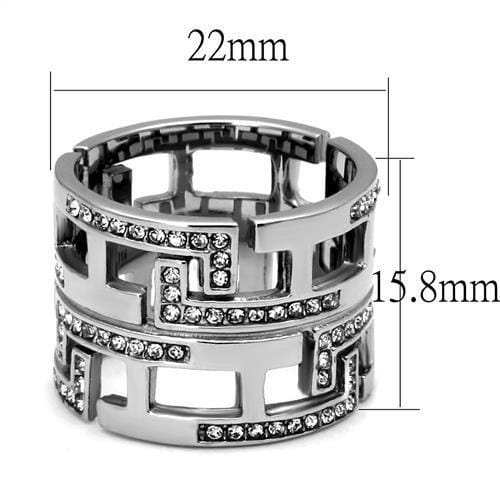 TK3105 - High polished (no plating) Stainless Steel Ring with Top Grade Crystal in Clear - Alamode - Flyclothing LLC