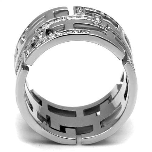 TK3105 - High polished (no plating) Stainless Steel Ring with Top Grade Crystal in Clear - Alamode - Flyclothing LLC