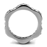 TK3106 - High polished (no plating) Stainless Steel Ring with Top Grade Crystal  in Clear - Alamode