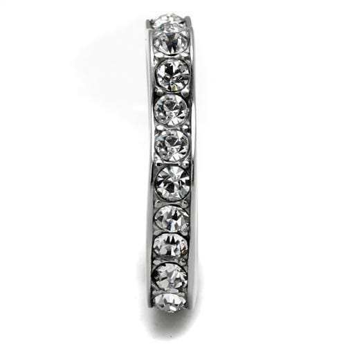 TK3106 - High polished (no plating) Stainless Steel Ring with Top Grade Crystal in Clear - Alamode - Flyclothing LLC