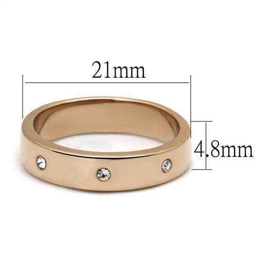 TK3107 - IP Rose Gold(Ion Plating) Stainless Steel Ring with Top Grade Crystal in Clear - Alamode - Flyclothing LLC