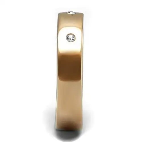 TK3107 - IP Rose Gold(Ion Plating) Stainless Steel Ring with Top Grade Crystal in Clear - Alamode - Flyclothing LLC