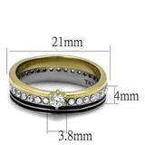 TK3108 - Two-Tone IP Gold (Ion Plating) Stainless Steel Ring with AAA Grade CZ  in Clear - Alamode