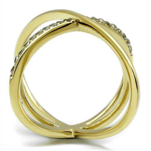 TK3109 - IP Gold(Ion Plating) Stainless Steel Ring with AAA Grade CZ in Clear - Alamode - Flyclothing LLC