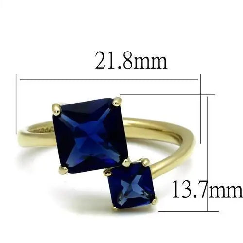 TK3110 - IP Gold(Ion Plating) Stainless Steel Ring with Synthetic Synthetic Glass in Montana - Alamode - Flyclothing LLC