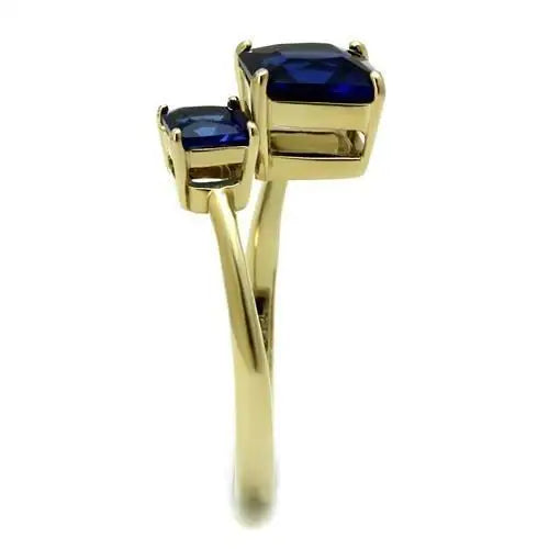 TK3110 - IP Gold(Ion Plating) Stainless Steel Ring with Synthetic Synthetic Glass in Montana - Alamode - Flyclothing LLC