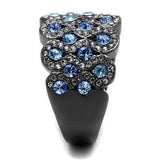 TK3111 - IP Light Black (IP Gun) Stainless Steel Ring with Top Grade Crystal in Light Sapphire - Alamode - Flyclothing LLC