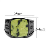 TK3112 - IP Light Black (IP Gun) Stainless Steel Ring with Semi-Precious Topaz Jade in Topaz - Alamode - Flyclothing LLC