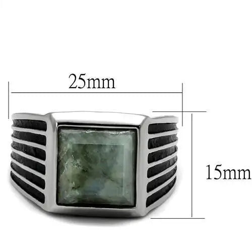 TK3113 - High polished (no plating) Stainless Steel Ring with Synthetic Twinkling in Gray - Alamode - Flyclothing LLC