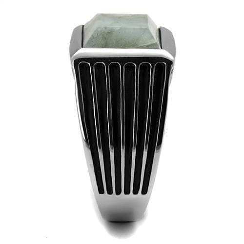 TK3113 - High polished (no plating) Stainless Steel Ring with Synthetic Twinkling in Gray - Alamode - Flyclothing LLC