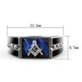 TK3116 - Two-Tone IP Black Stainless Steel Ring with AAA Grade CZ  in Clear - Alamode