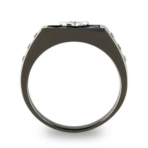 TK3116 - Two-Tone IP Black Stainless Steel Ring with AAA Grade CZ in Clear - Alamode - Flyclothing LLC