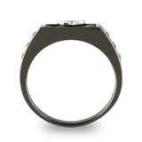 TK3116 - Two-Tone IP Black Stainless Steel Ring with AAA Grade CZ  in Clear - Alamode
