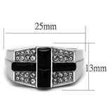 TK3117 - High polished (no plating) Stainless Steel Ring with Semi-Precious Agate in Jet - Alamode - Flyclothing LLC