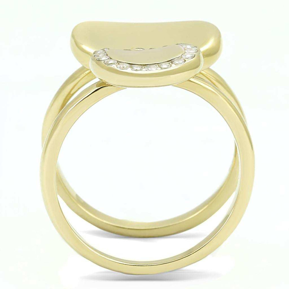 TK3121 - IP Gold(Ion Plating) Stainless Steel Ring with AAA Grade CZ in Clear - Alamode - Flyclothing LLC