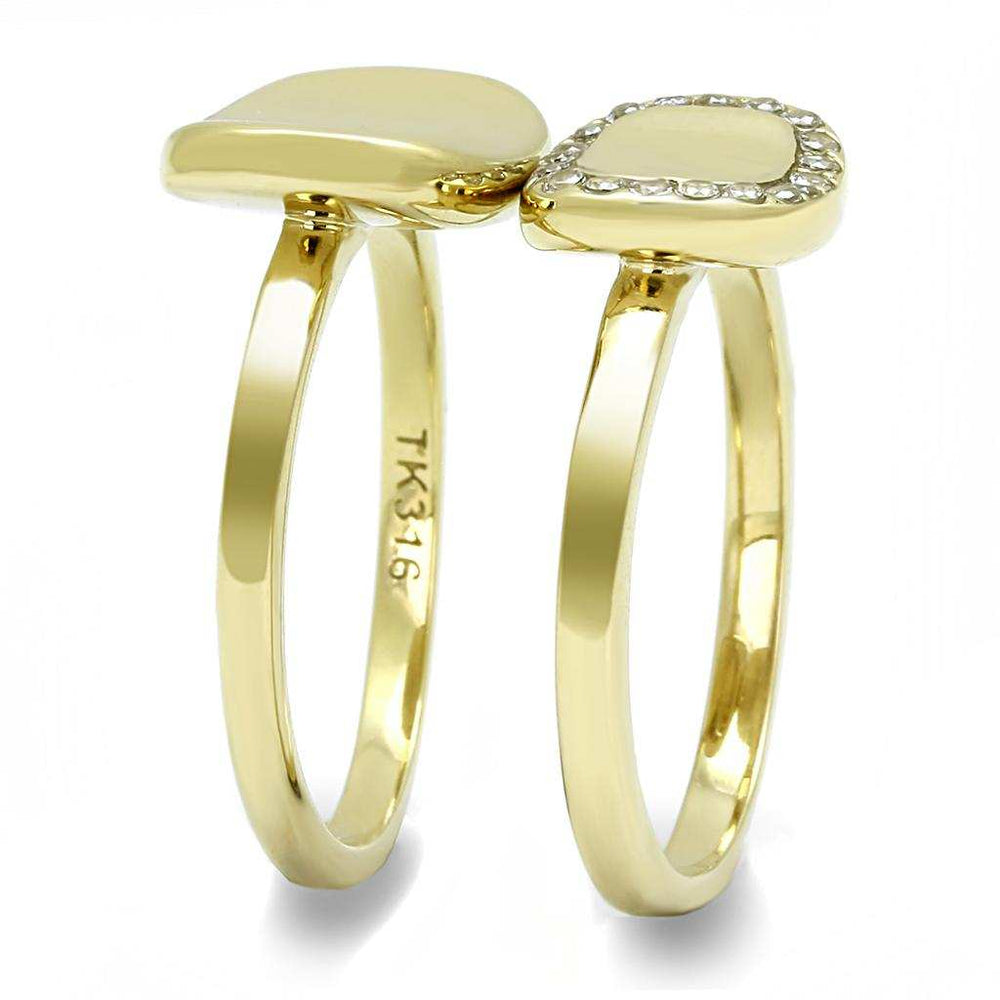 TK3121 - IP Gold(Ion Plating) Stainless Steel Ring with AAA Grade CZ in Clear - Alamode - Flyclothing LLC