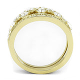 TK3123 - IP Gold(Ion Plating) Stainless Steel Ring with Top Grade Crystal  in Clear - Alamode