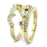 TK3123 - IP Gold(Ion Plating) Stainless Steel Ring with Top Grade Crystal  in Clear - Alamode