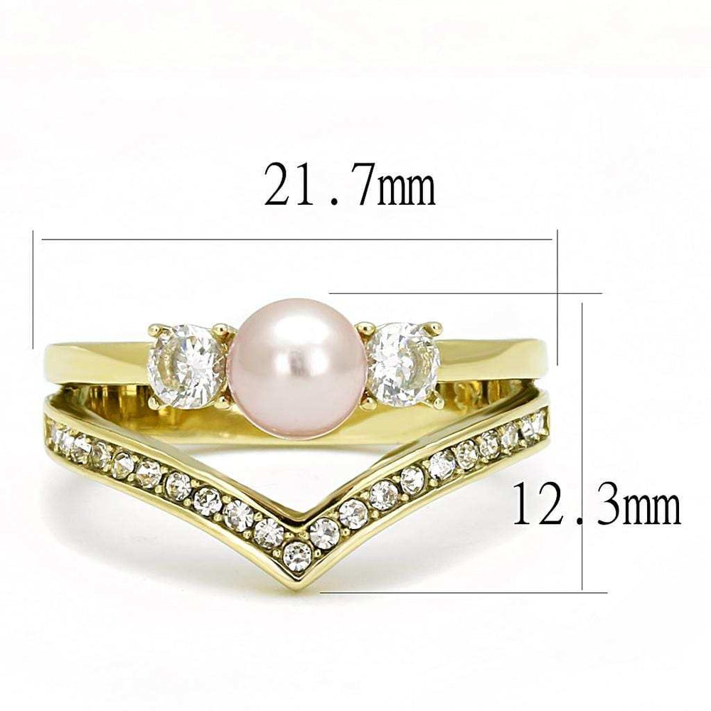 TK3126 - IP Gold(Ion Plating) Stainless Steel Ring with Synthetic Pearl in Rose - Alamode - Flyclothing LLC
