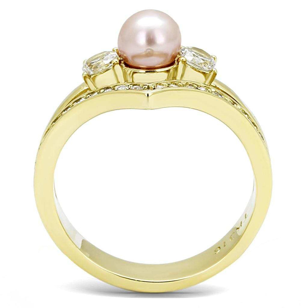 TK3126 - IP Gold(Ion Plating) Stainless Steel Ring with Synthetic Pearl in Rose - Alamode - Flyclothing LLC