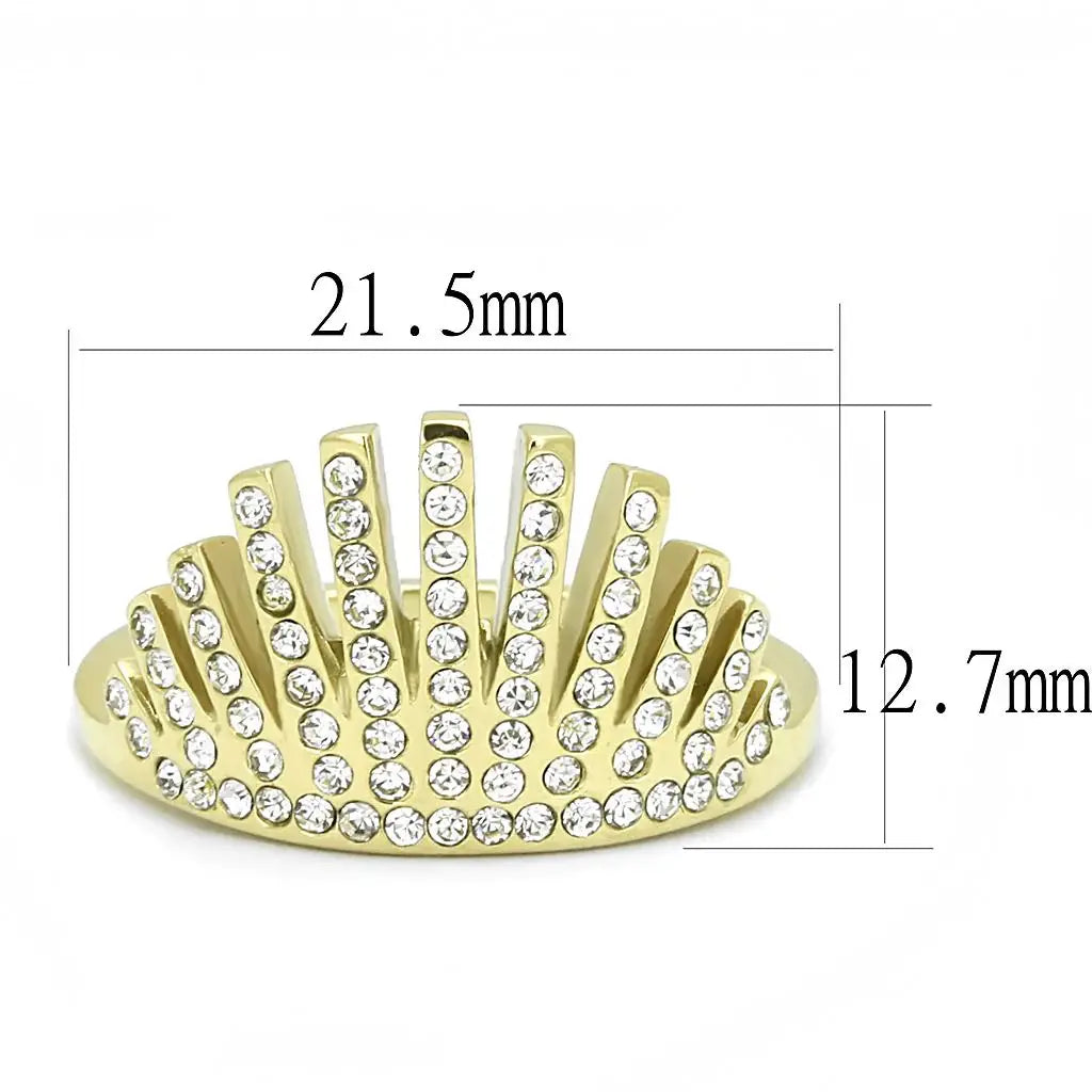 TK3128 - IP Gold(Ion Plating) Stainless Steel Ring with Top Grade Crystal in Clear - Alamode - Flyclothing LLC