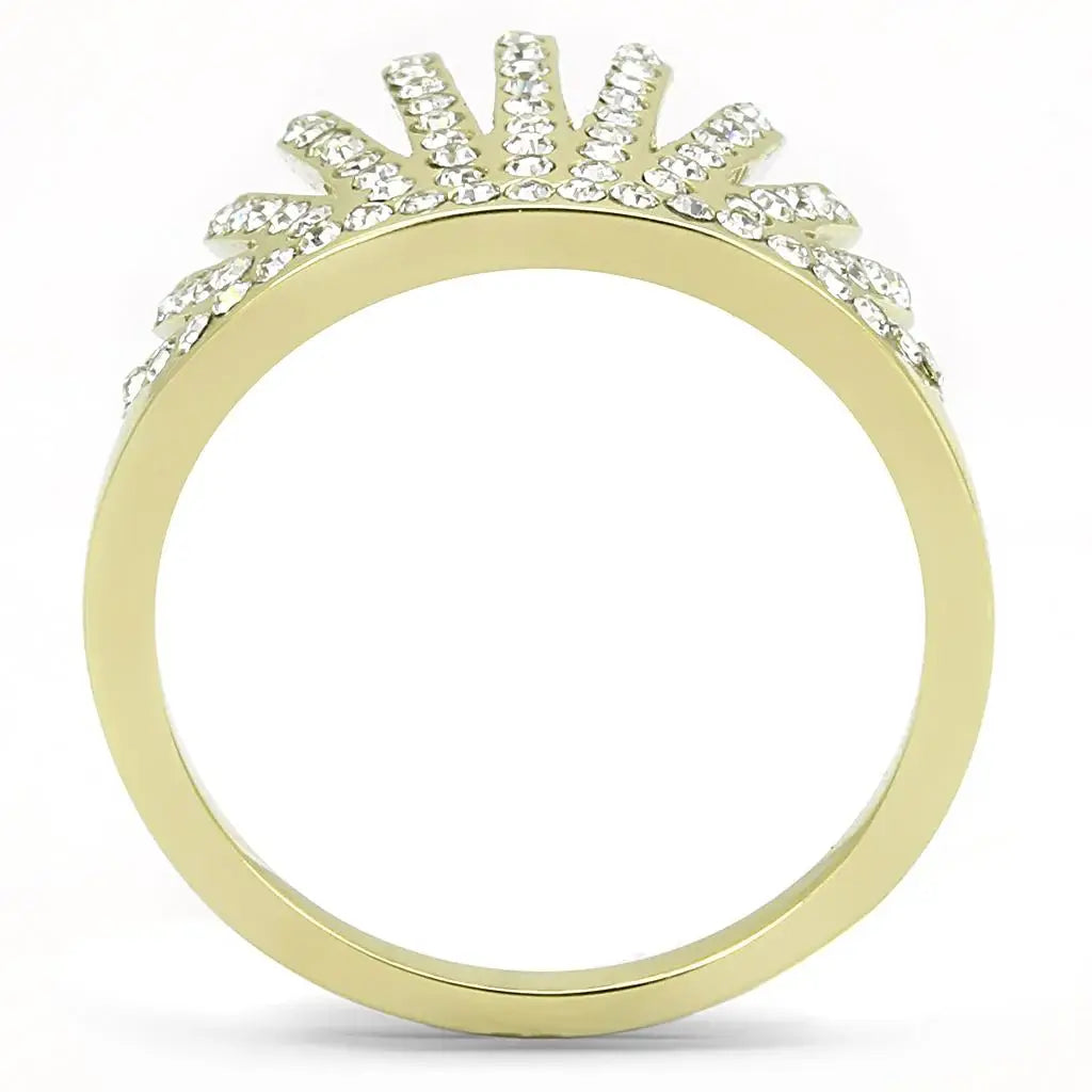 TK3128 - IP Gold(Ion Plating) Stainless Steel Ring with Top Grade Crystal in Clear - Alamode - Flyclothing LLC