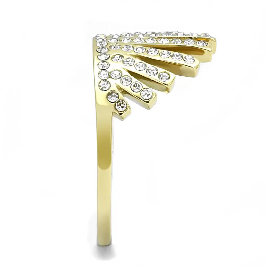 TK3128 - IP Gold(Ion Plating) Stainless Steel Ring with Top Grade Crystal in Clear - Alamode - Flyclothing LLC