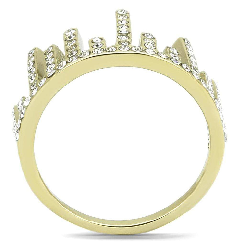 TK3129 - IP Gold(Ion Plating) Stainless Steel Ring with Top Grade Crystal in Clear - Alamode - Flyclothing LLC