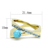 TK3130 - IP Gold(Ion Plating) Stainless Steel Ring with Synthetic Turquoise in Turquoise - Alamode - Flyclothing LLC