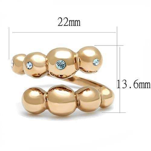 TK3131 - IP Rose Gold(Ion Plating) Stainless Steel Ring with Top Grade Crystal in Sea Blue - Alamode - Flyclothing LLC