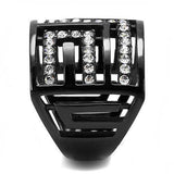 TK3134 - IP Light Black (IP Gun) Stainless Steel Ring with Top Grade Crystal in Clear - Alamode - Flyclothing LLC