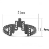 TK3135 - IP Light Black  (IP Gun) Stainless Steel Ring with Top Grade Crystal  in Clear - Alamode