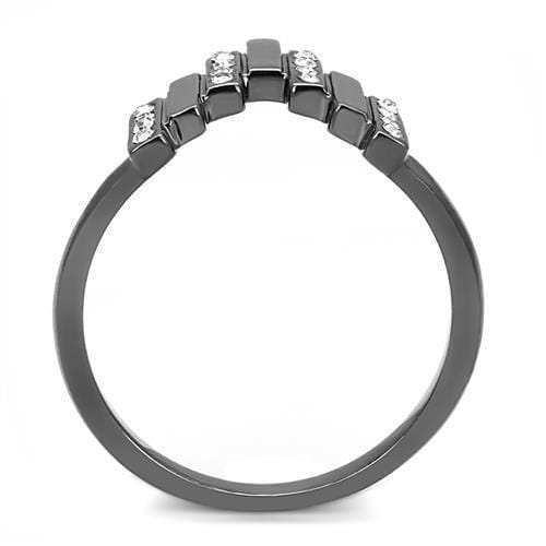 TK3135 - IP Light Black (IP Gun) Stainless Steel Ring with Top Grade Crystal in Clear - Alamode - Flyclothing LLC