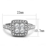 TK3137 - High polished (no plating) Stainless Steel Ring with AAA Grade CZ  in Clear - Alamode