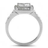 TK3137 - High polished (no plating) Stainless Steel Ring with AAA Grade CZ  in Clear - Alamode