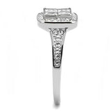 TK3137 - High polished (no plating) Stainless Steel Ring with AAA Grade CZ  in Clear - Alamode