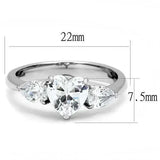 TK3138 - High polished (no plating) Stainless Steel Ring with AAA Grade CZ in Clear - Alamode - Flyclothing LLC
