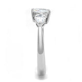 TK3138 - High polished (no plating) Stainless Steel Ring with AAA Grade CZ  in Clear