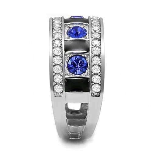 TK3141 - High polished (no plating) Stainless Steel Ring with Top Grade Crystal in Sapphire - Alamode - Flyclothing LLC