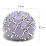 TK3143 - High polished (no plating) Stainless Steel Ring with Top Grade Crystal  in Clear - Alamode