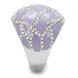 TK3143 - High polished (no plating) Stainless Steel Ring with Top Grade Crystal  in Clear - Alamode