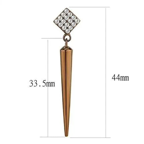 TK3158 - IP Coffee light Stainless Steel Earrings with AAA Grade CZ in Clear - Alamode - Flyclothing LLC