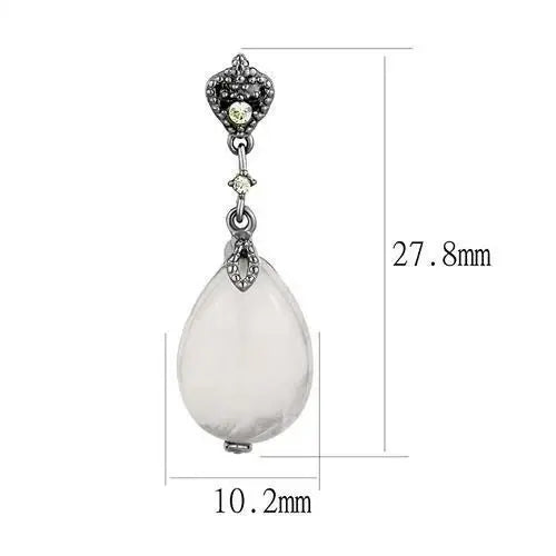 TK3163 - IP Light Black (IP Gun) Stainless Steel Earrings with Precious Stone PINK CRYSTAL in Light Rose - Alamode - Flyclothing LLC