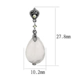 TK3163 - IP Light Black  (IP Gun) Stainless Steel Earrings with Precious Stone PINK CRYSTAL in Light Rose - Alamode