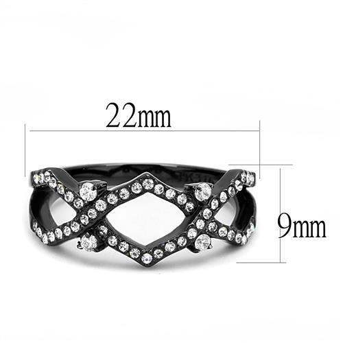 TK3165 - IP Black(Ion Plating) Stainless Steel Ring with AAA Grade CZ in Clear - Alamode - Flyclothing LLC