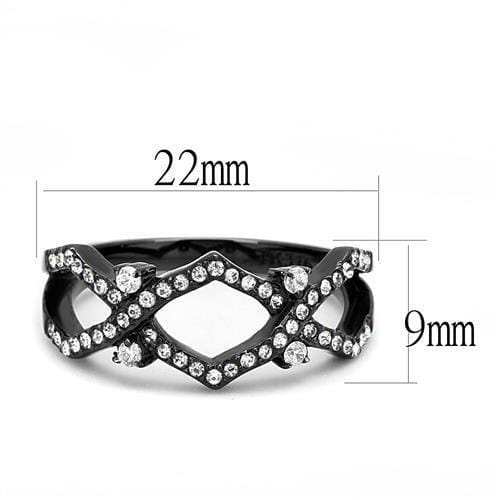 TK3165 - IP Black(Ion Plating) Stainless Steel Ring with AAA Grade CZ in Clear - Alamode - Flyclothing LLC