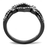 TK3165 - IP Black(Ion Plating) Stainless Steel Ring with AAA Grade CZ  in Clear - Alamode