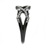 TK3165 - IP Black(Ion Plating) Stainless Steel Ring with AAA Grade CZ in Clear - Alamode - Flyclothing LLC